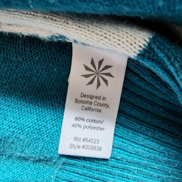 Athleta Vintage Doubleway Zip-Up Teal White Snowflake Sweater - Picture 6 of 8